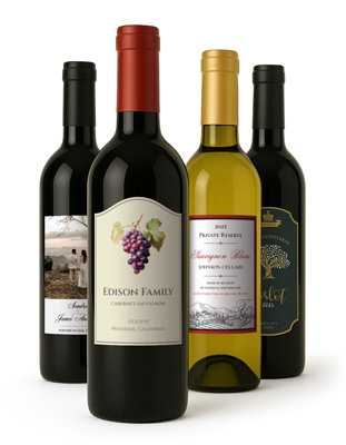 Custom labeled wine with matching back labels
